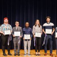 Awardees of Excellence in Promoting Diversity and Inclusion at GVSU and Dr. Jeffrey Potteiger